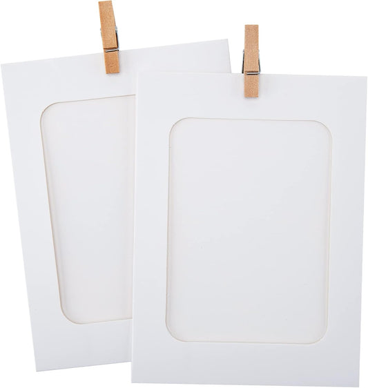 20Pcs Paper Photo Frames, 4x6Inch White Picture Display Holders, Cardborad Picture Frames with String and Clips, DIY Graduation Photo Hanging Banner for Home, Classroom, Offices