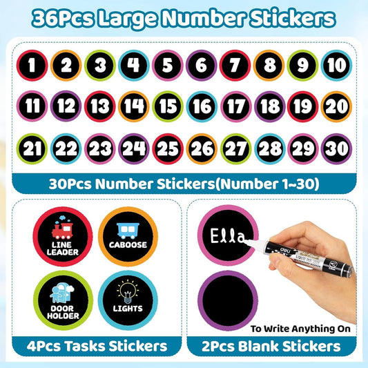 Line up Spots for Classroom Floor 36Pcs 4'' Number Stickers for Classroom Vinyl Line Up Floor Dot Sticker Floors Spots Markers Decal for Back to School Decor Kindergarten Preschool(Black&Color)