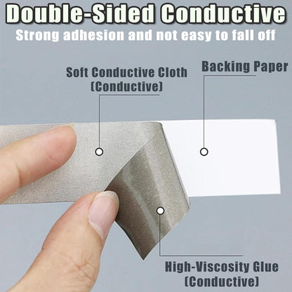 Faraday Cloth Conductive Adhesive High-Shielding Tape Waterproof Conductive Tape for Signal Screens for Electrical Connection EMI Shielding Display Repair Cable Interference Blocking (1 Inch x 65 Ft)