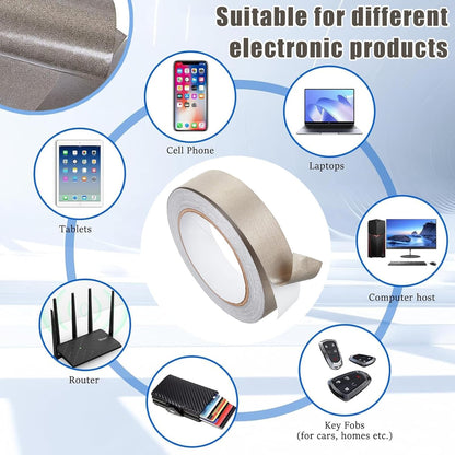 Faraday Cloth Conductive Adhesive High-Shielding Tape Waterproof Conductive Tape for Signal Screens for Electrical Connection EMI Shielding Display Repair Cable Interference Blocking (1 Inch x 65 Ft)