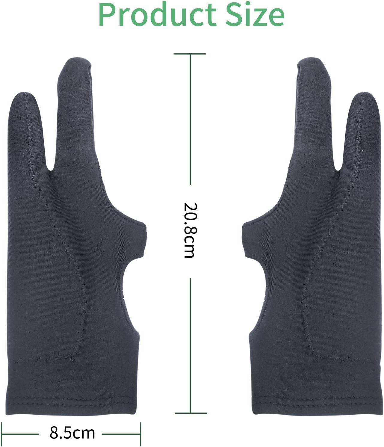Artist Drawing Glove 3-Layer Palm Rejection [2 Pack Black] Right Left Hand Digital Art Graphic Tablet iPad Gloves Two Finger Smooth Elasticity Breathable for Stylus Pen Pencil Sketching Painting