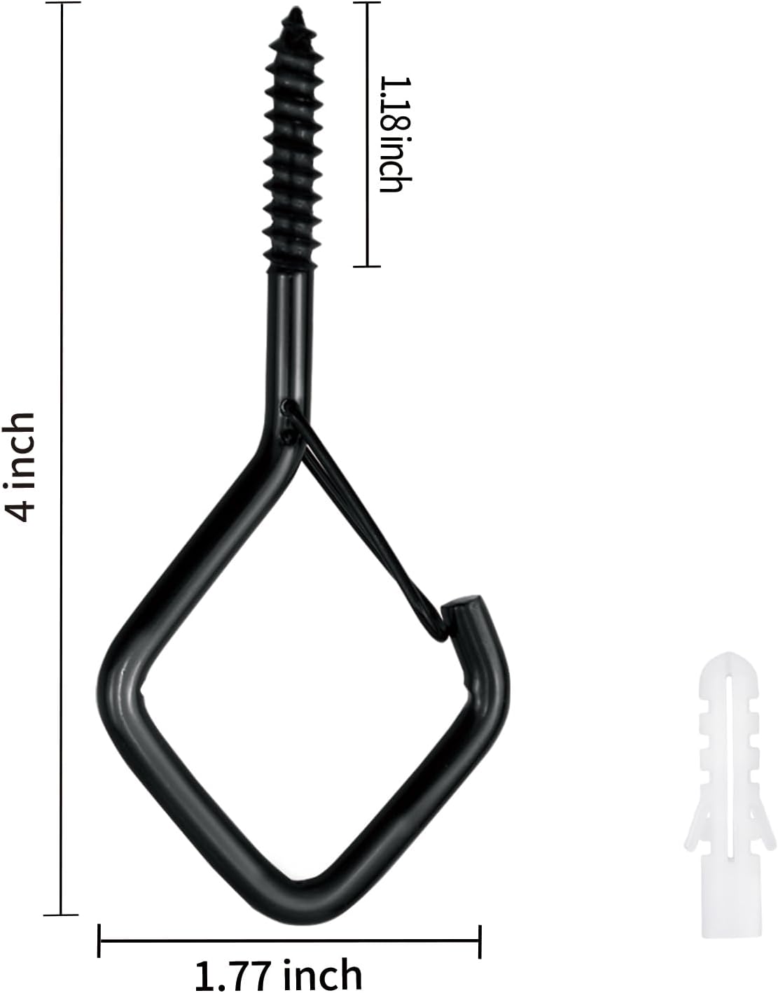 5 PCS Black Eye Screw Hooks, 4 Inch Ceiling Hooks for Hanging Heavy Duty Items with Safety Buckle – Metal Eye Bolt Hooks for Hanging Plants, Wind Chimes, Bird Feeders, String Lights, and More