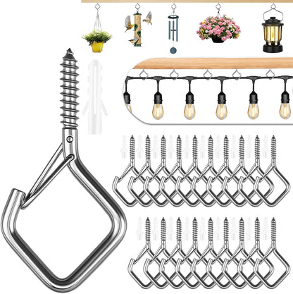 20 Pcs 304 Stainless Steel Eye Screw Hooks for Hanging Heavy Duty.Windproof Ceiling Hooks for Hanging Plants,Cup,Wind Chime,Bird Feeders,Christmas String Lights at Indoor&Outdoor 2.2 Inch