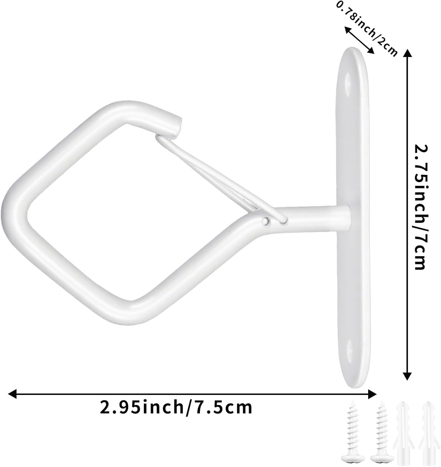 Ceiling Plant Hooks with Safety Buckle, White Metal Hanging Hooks for Plants, Wind Chimes, Bird Feeders, 3 Pack