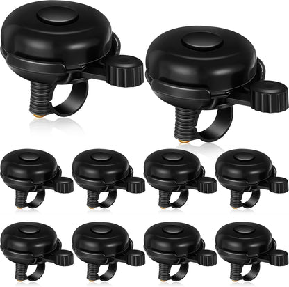 15 Pcs Classic Bike Bell Aluminum Bicycle Bell Loud Crisp Clear Sound Bike Accessories Easy Installation for Adults Kids Girls Boys, Black