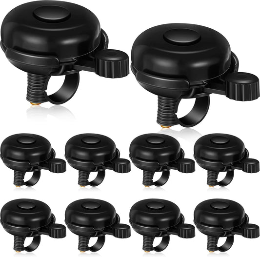 15 Pcs Classic Bike Bell Aluminum Bicycle Bell Loud Crisp Clear Sound Bike Accessories Easy Installation for Adults Kids Girls Boys, Black