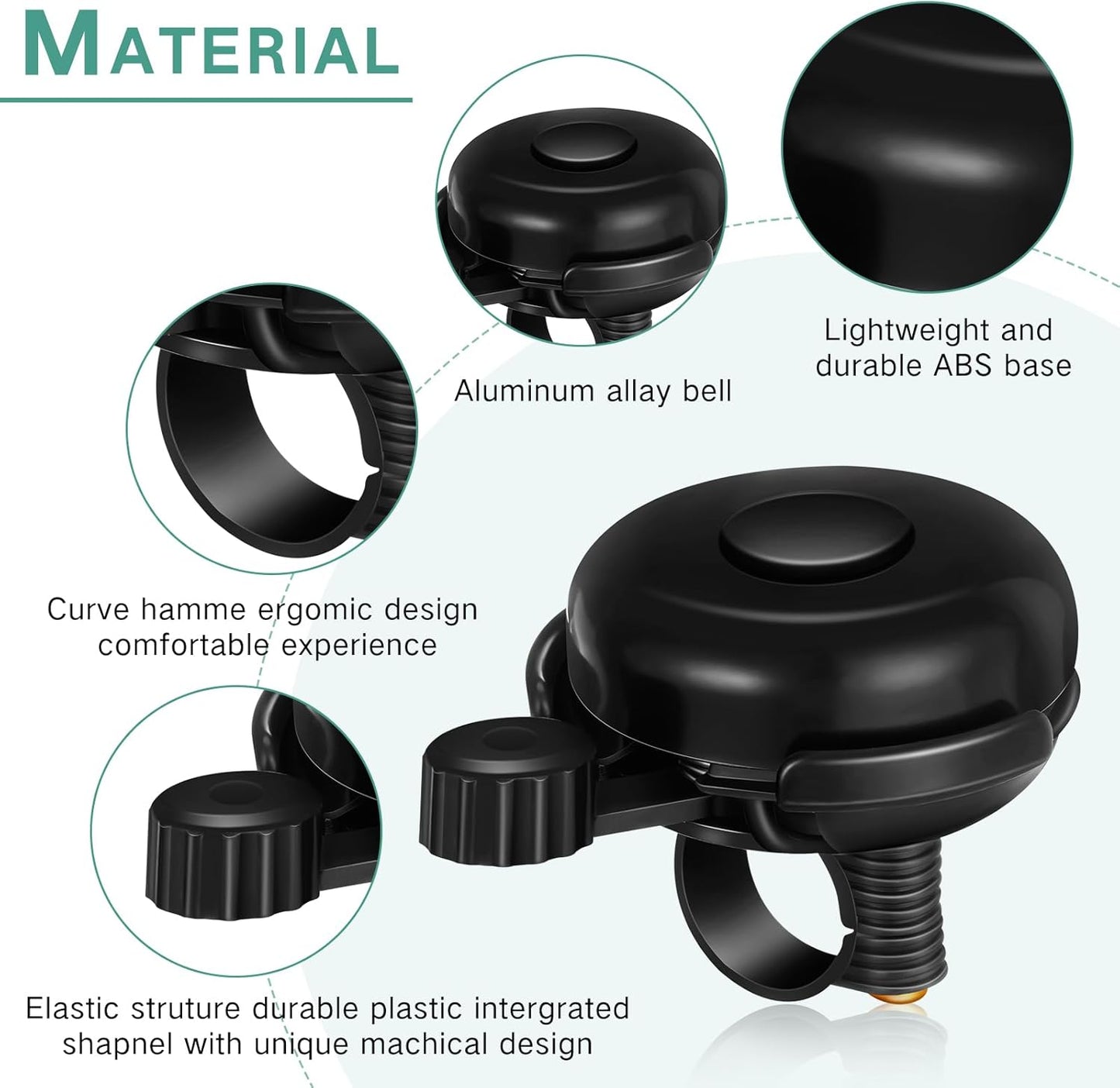 15 Pcs Classic Bike Bell Aluminum Bicycle Bell Loud Crisp Clear Sound Bike Accessories Easy Installation for Adults Kids Girls Boys, Black