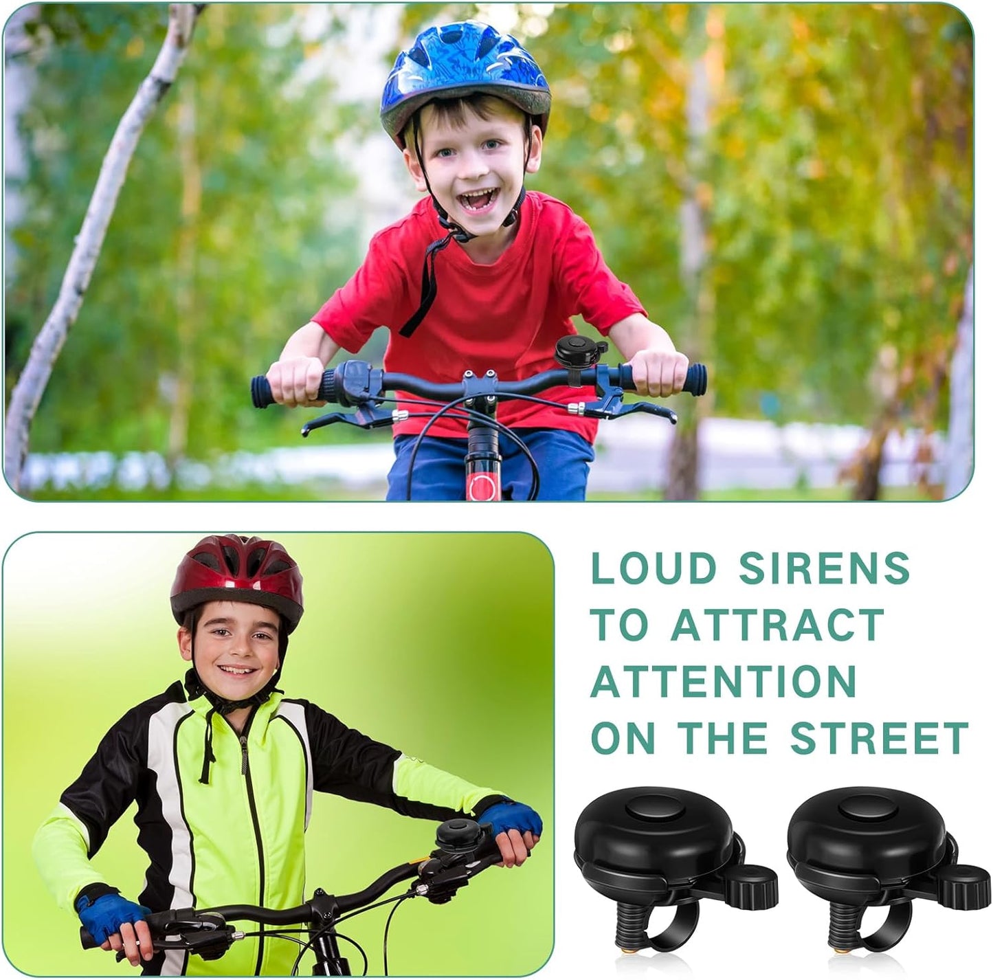 15 Pcs Classic Bike Bell Aluminum Bicycle Bell Loud Crisp Clear Sound Bike Accessories Easy Installation for Adults Kids Girls Boys, Black