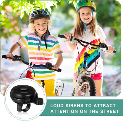 15 Pcs Classic Bike Bell Aluminum Bicycle Bell Loud Crisp Clear Sound Bike Accessories Easy Installation for Adults Kids Girls Boys, Black