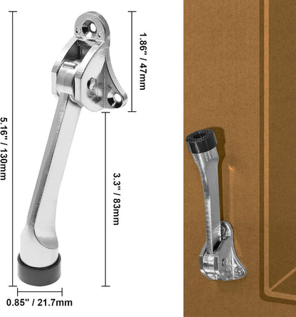 2pcs 4 Inch KickDown Door Stopper, Heavy Duty Door Stop with Non-Slip Rubber Tip for Wood Concrete Tiled Carpeted Floors, Brushed Nickel