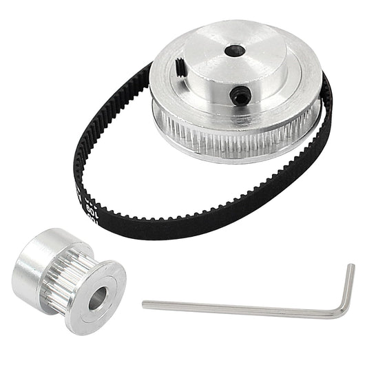 2Pcs Set GT2 Synchronous Wheel 20&60 Teeth 5mm Bore Aluminum Timing Pulley with 2Pcs Length 200mm Width 6mm Belt
