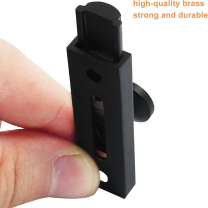 Sliding Deadbolt, Heavy Duty Solid Brass Surface Bolt, Door Slide Lock Anti Theft Security Door Latch Lock with Screws(Black,2 Inch)