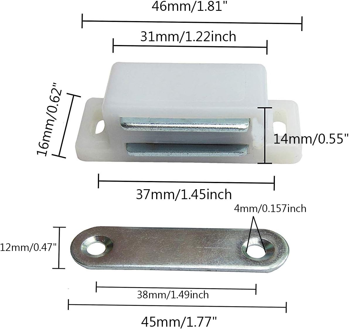 Magnetic Door Catch Latches for Cabinet Doors, Cupboards, Drawers & Shutters -Pack of 10