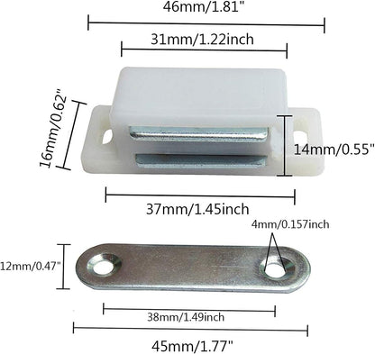Magnetic Door Catch Latches for Cabinet Doors, Cupboards, Drawers & Shutters -Pack of 10