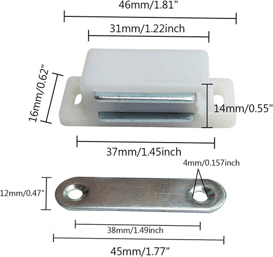 Magnetic Door Catch Latches for Cabinet Doors, Cupboards, Drawers & Shutters -Pack of 10