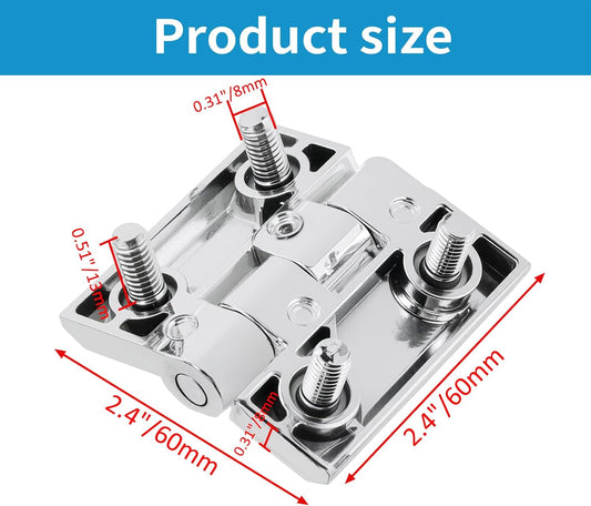 Cabinet Hinge Zinc Alloy Door Hinges with Screw Bolts Polished Chrom Silver Butt Hinge for Electrical Distribution Boxes 2" x 2" - 2pcs