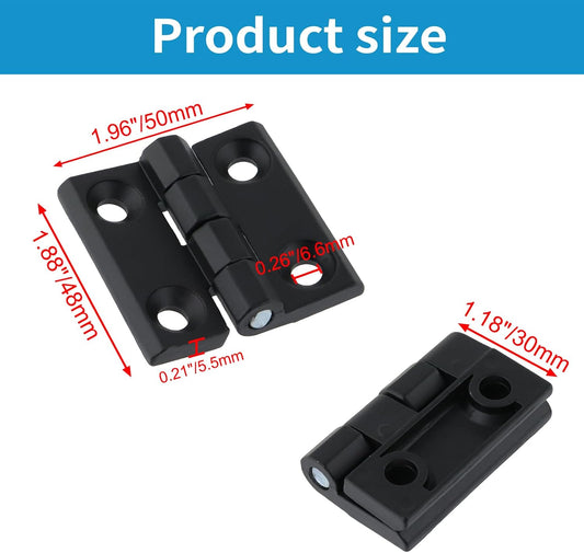 Black Butt Hinge Zinc Alloy Door Hinge Heavy Duty Boat Hatch Hinges Residential Bed Room Hinge for Doors Hardware 1.96" x 1.88" -4pcs