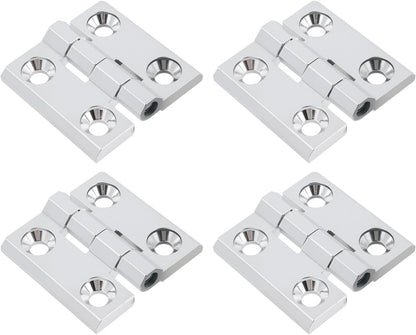 Butt Hinge Zinc Alloy Door Hinge Polished Chrom Silver Boat Hatch Hinges Heavy Duty Residential Bed Room Hinge for Doors Hardware 1.96" x 1.96" -4pcs