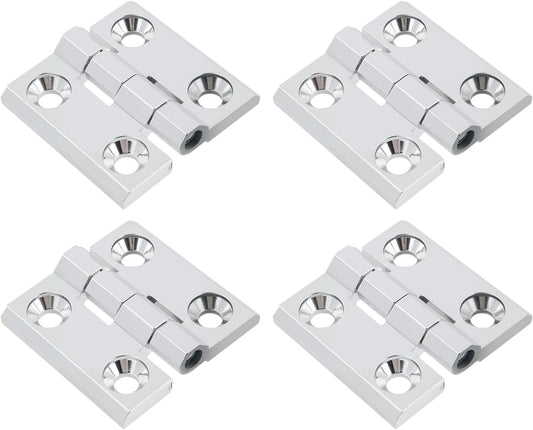 Butt Hinge Zinc Alloy Door Hinge Polished Chrom Silver Boat Hatch Hinges Heavy Duty Residential Bed Room Hinge for Doors Hardware 1.96" x 1.96" -4pcs