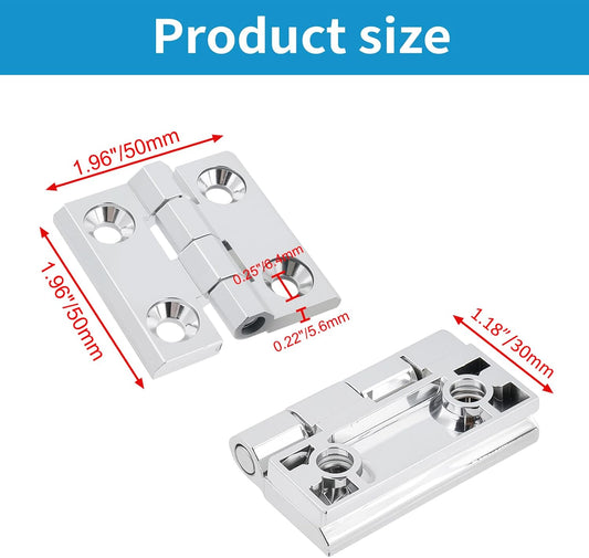 Butt Hinge Zinc Alloy Door Hinge Polished Chrom Silver Boat Hatch Hinges Heavy Duty Residential Bed Room Hinge for Doors Hardware 1.96" x 1.96" -4pcs