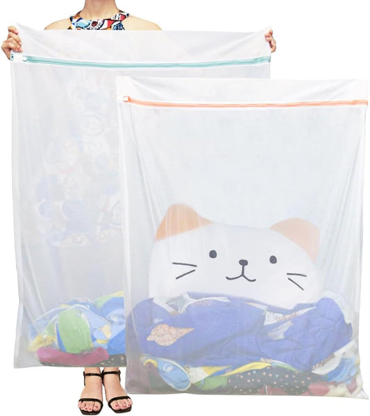 Extra Large Mesh Laundry Bags, 2 Pack 43 x 35 inch Jumbo Delicates Bag for Washing Machine, Large Mesh Bags for Delicates, Coats, Blankets, Bedding, Toys, Pet Items