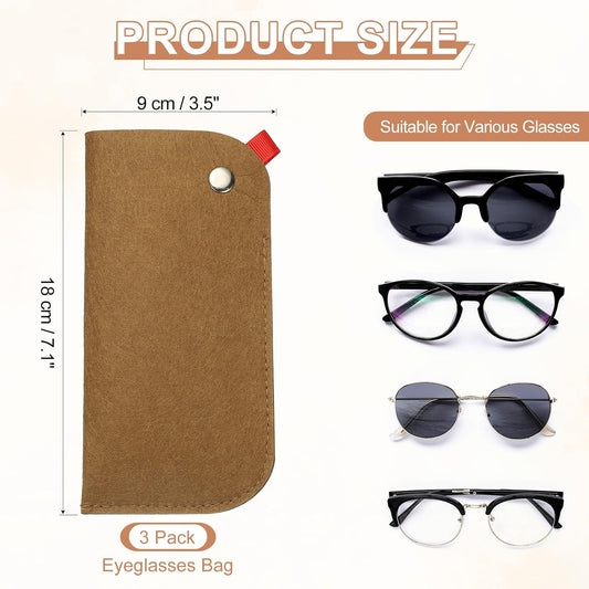Portable Felt Glasses Case, Soft Slip-in Pouch Case, Ear Hanging Eyeglasses Bag Sunglasses Storage Pouch