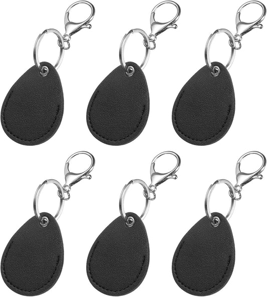 6pcs Leather Key Fob, PU Leather Car Keychain Blanks Key Holder with Key Rings for Key ID Cards DIY Laser Engraving