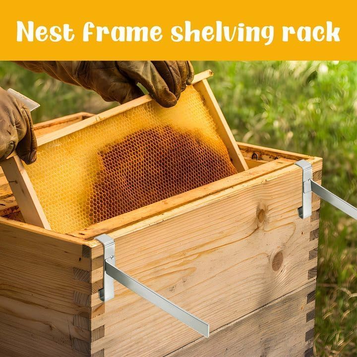 4 Pcs Beehive Frame Holder- Stainless Steel Beehive Frame Perch- 5 Full Frame Capacity Beekeeping Frame Support Bracket Rack- Bee Hive Frame Grip for Beekeeper