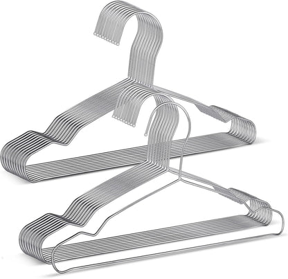 20 Pack Silver Stainless Steel Kids Hangers, Space-Saving Non-Slip, Perfect for Baby, Toddler & Kids' Clothes