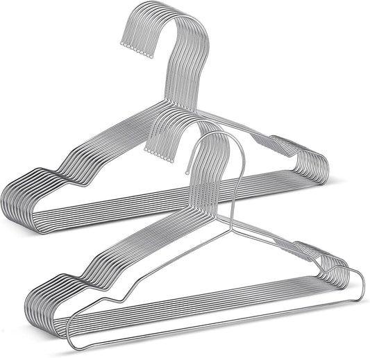 20 Pack Silver Stainless Steel Kids Hangers, Space-Saving Non-Slip, Perfect for Baby, Toddler & Kids' Clothes