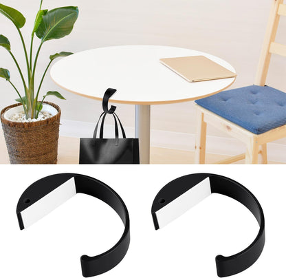 2PCS C Shape Purse Hooks for Table, Headphone Hanger, Aluminum Alloy Desk Heavy Duty Purse Handbag Hooks for Organize Desktop Storage Items (Black)