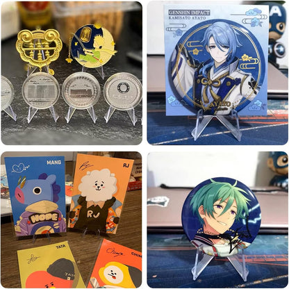 20 Packs Acrylic Easel Stands Display Stand Mini Clear Holder for Displaying Small Artworks, Coins, Pocket Watches, Challenge Medals (2.12x 1.4 Inch)