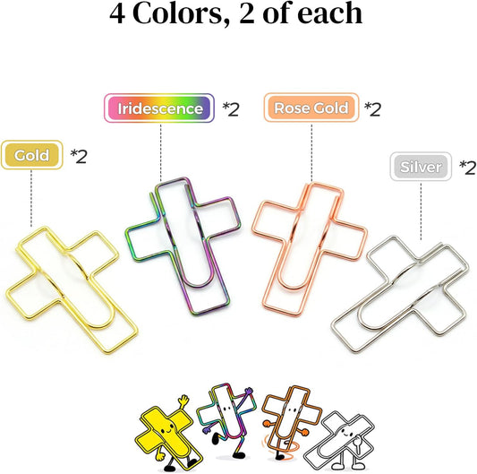 Paperclip Pen Holder, Metal Pen Clips, Heart Shaped+Cross Shaped, 16 Pack