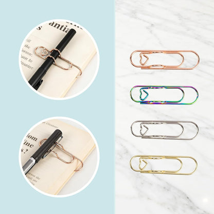 Paperclip Pen Holder, Metal Pen Clips, Heart Shaped+Cross Shaped, 16 Pack