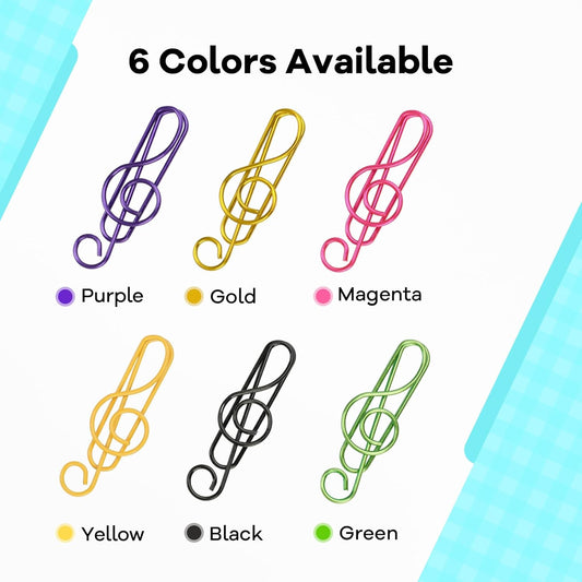 Paper Clips, 60 Pcs Colorful Music Note Paper Clip for Notebooks, Cute Paperclips Bookmarks Planner Clips, School/Office Supplies Accessories, 6 Color Available