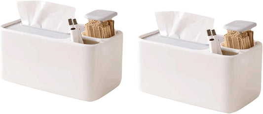 2 Pack Desk Organizer with Compartments for Pens and Toothpicks - Office Supply Storage Solution