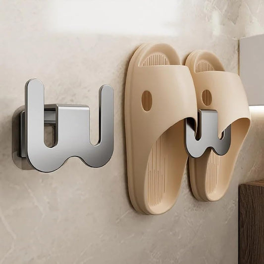 Wall-Mounted Aluminium Slipper Holder - Self-Adhesive Space-Saving Organizer - 2 Pack