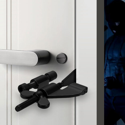 Portable Door Lock - Extra Security for Hotels & Travel - Self-Adhesive No Drilling Required - Black - 1 Piece