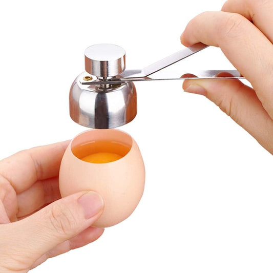 Egg Shell Cutter with Spring Mechanism for Soft and Hard Boiled Eggs Silver 1 Piece