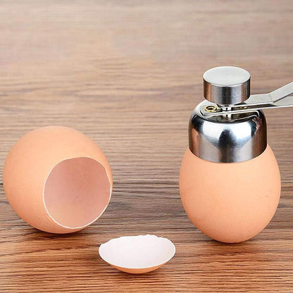 Egg Shell Cutter with Spring Mechanism for Soft and Hard Boiled Eggs Silver 1 Piece