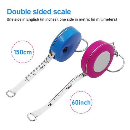 4 Pack Double-Sided Measuring Tape 60 Inch 1.5m Retractable Soft Portable with Keychain for Tailors and Seamstresses