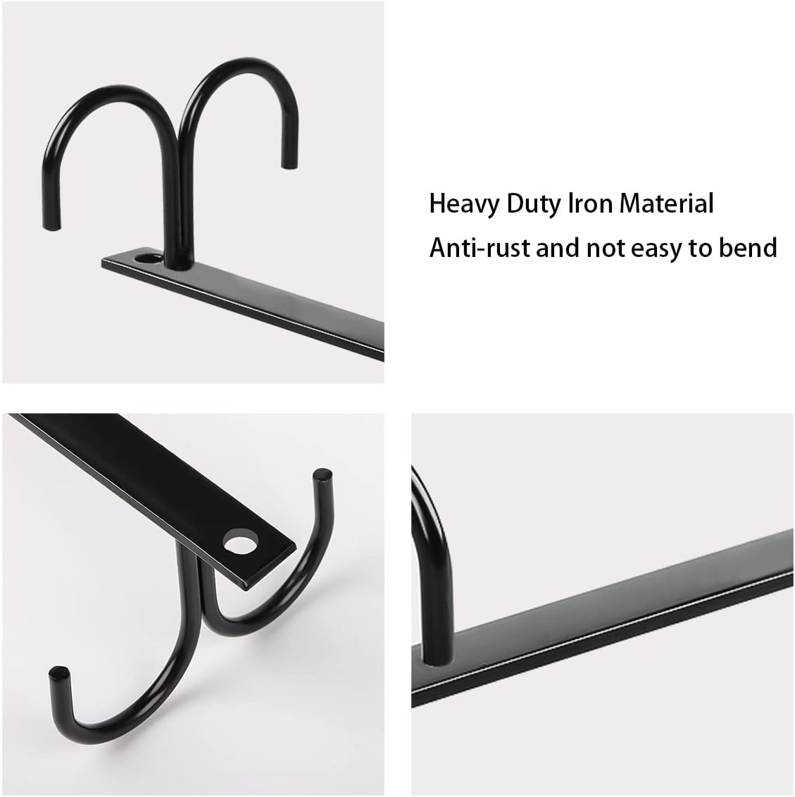 Under Cabinet Industrial Mug Holder - Space-Saving Hanging Rack for Mugs, Cups & Kitchen Accessories - 4 Hooks - 2 Pack