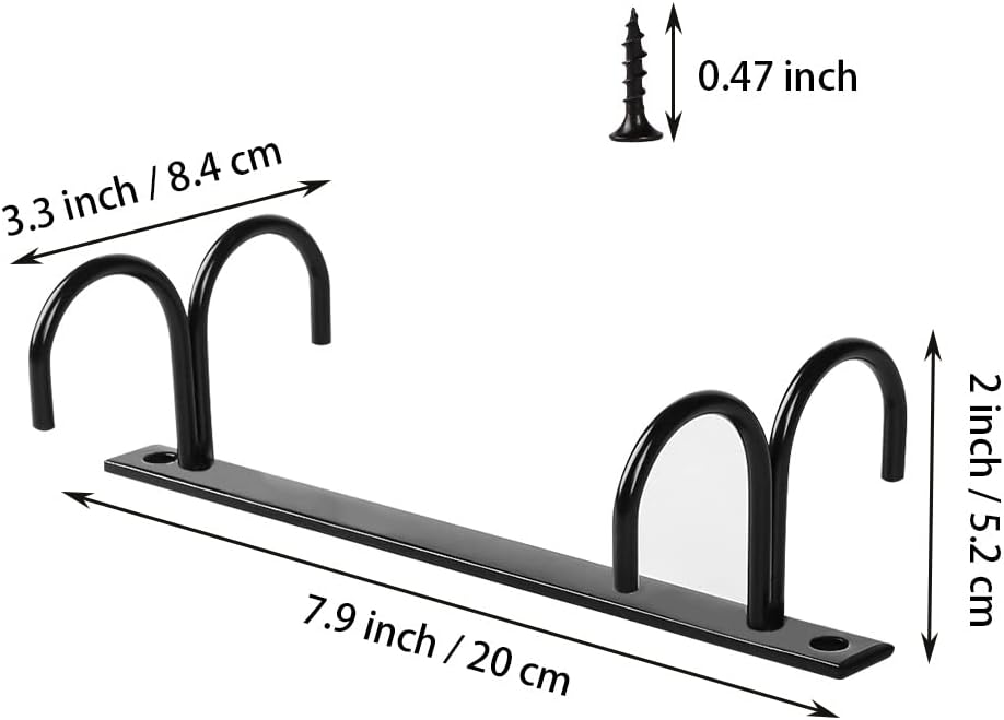 Under Cabinet Industrial Mug Holder - Space-Saving Hanging Rack for Mugs, Cups & Kitchen Accessories - 4 Hooks - 2 Pack
