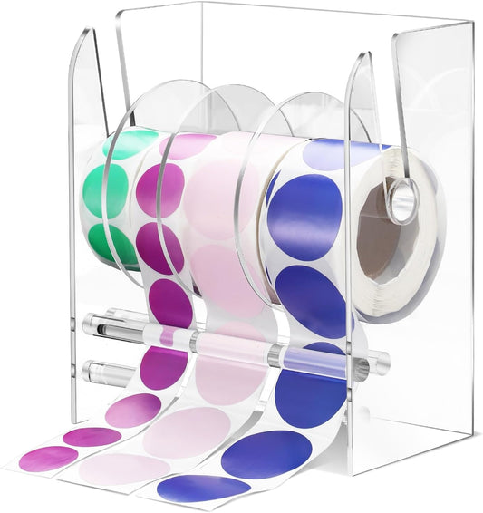 Adjustable Label Dispenser with 4 Rolls Transparent Design