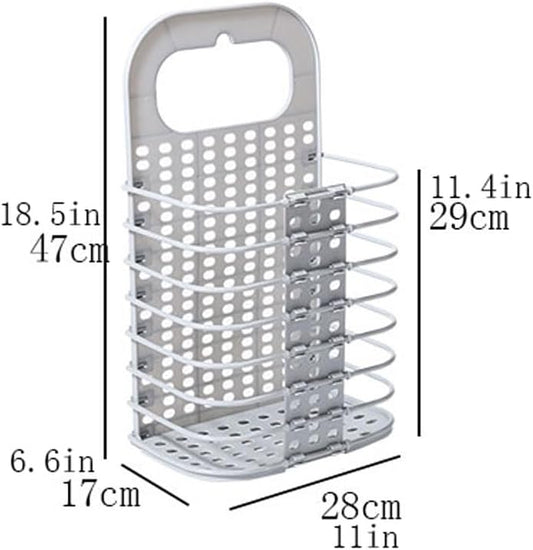 Collapsible Laundry Hamper - Foldable Space-Saving Design - Ideal for Bathroom & Small Spaces - Includes Self-Adhesive Hook - Grey - Set of 1