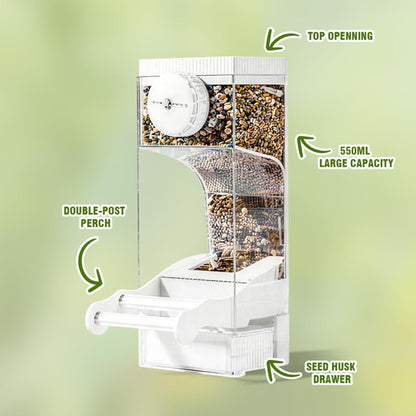 Automatic Bird Feeder for Parakeets, Cockatiels & Canaries with Convenient Seed Catcher Tray Yellow