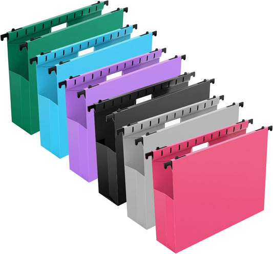 A4 Hanging Folders Set of 6 with Extendable Bottom Large Capacity Plastic Filing Folders with Tabs for Filing Cabinet