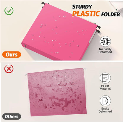 A4 Hanging Folders Set of 6 with Extendable Bottom Large Capacity Plastic Filing Folders with Tabs for Filing Cabinet