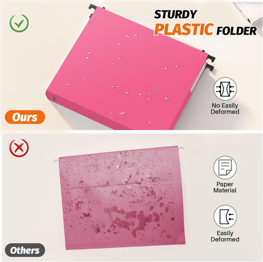 A4 Hanging Folders Set of 6 with Extendable Bottom Large Capacity Plastic Filing Folders with Tabs for Filing Cabinet
