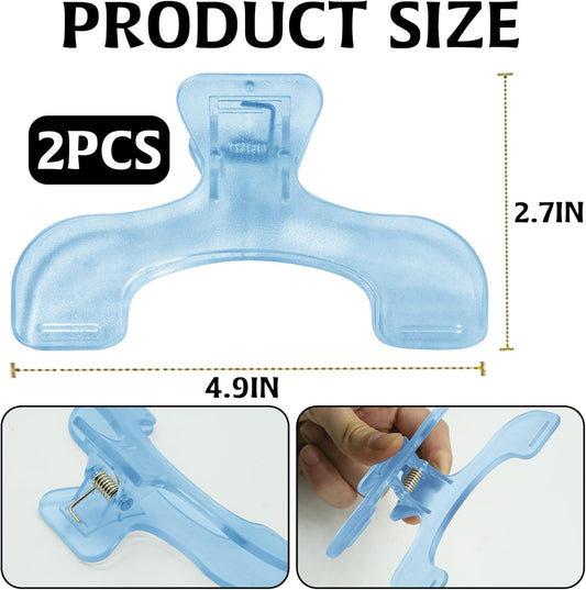 2 Pack Transparent Cookbook & Music Book Page Holders - Hands-Free Reading Clips - Blue Book Stand Accessories